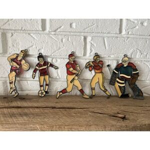 Vtg‎ Stained Glass Sun catcher Sports Football Basketball Hockey